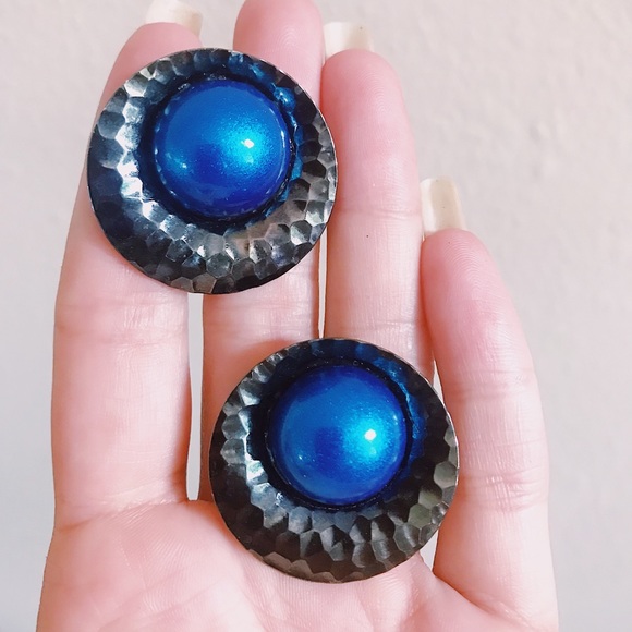 Vintage Jewelry Vintage Blue Flying Saucer Earrings Poshmark